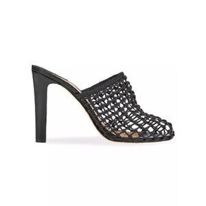 SALVATORE FERRAGAMO Womens Black Caged Upper Slip On Heeled Mules Shoes 7
